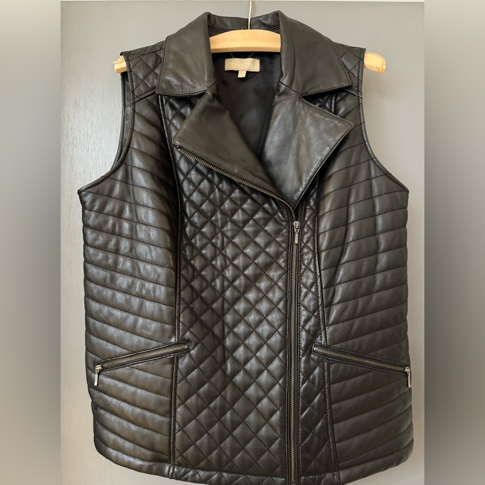 Tslbots Lambskin Black Lesther Quilted Womens Vest SZ XL - Picture 5 of 8